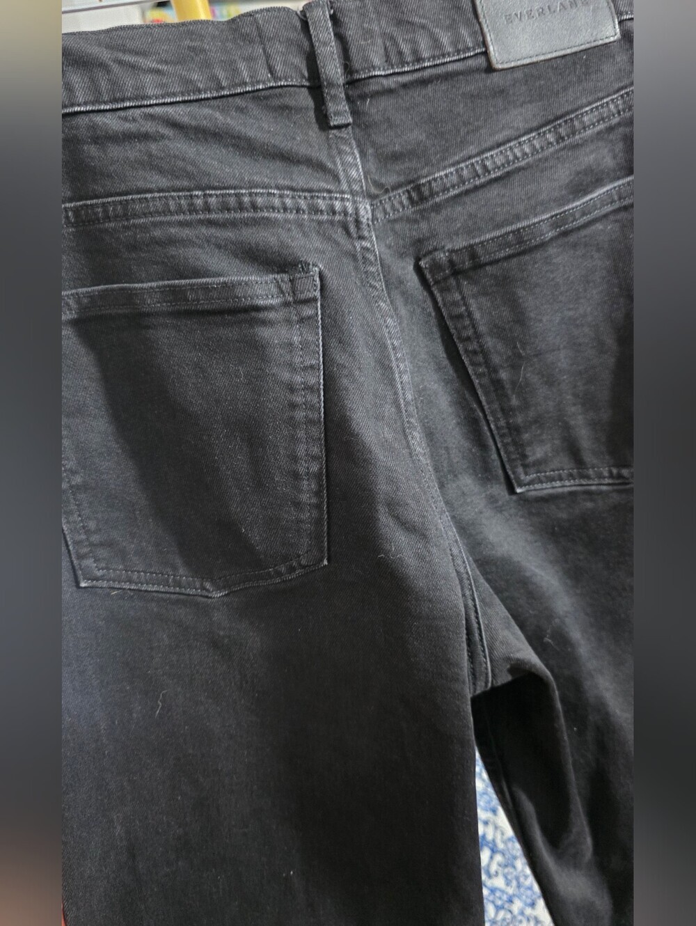 Everlane Wide Leg Raw Hem Jeans  High Rise Black Denim Sz 25 L - Picture 7 of 7